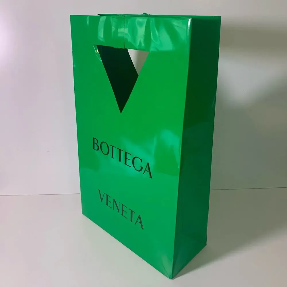 Bottega Veneta Large Green Paper Shopping Tote Empty Gift Bag Only 19x12x5